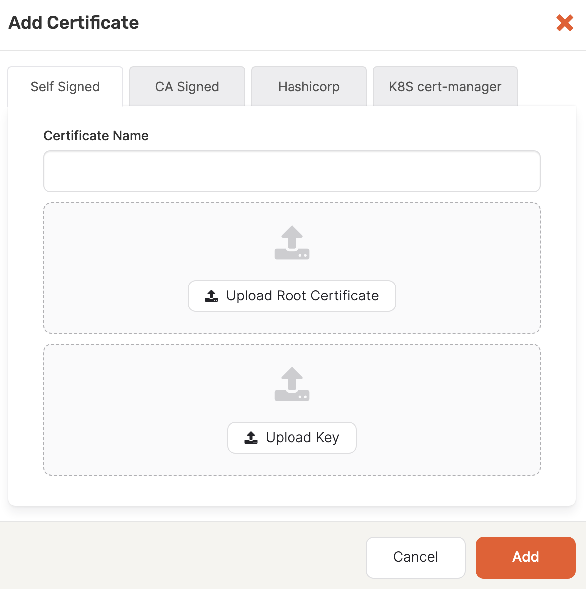 Add Self Signed certificate